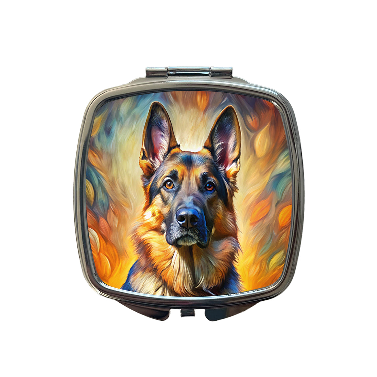 German Shepherd Dog Expressionism Art Small Travel Purse Handbag Pocket Makeup Compact Mirror