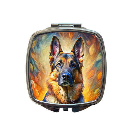 German Shepherd Dog Expressionism Art Small Travel Purse Handbag Pocket Makeup Compact Mirror