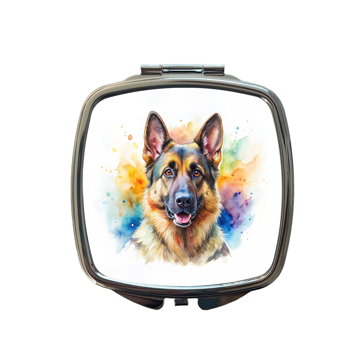 German Shepherd Dog Watercolor Style Small Travel Purse Handbag Pocket Makeup Compact Mirror