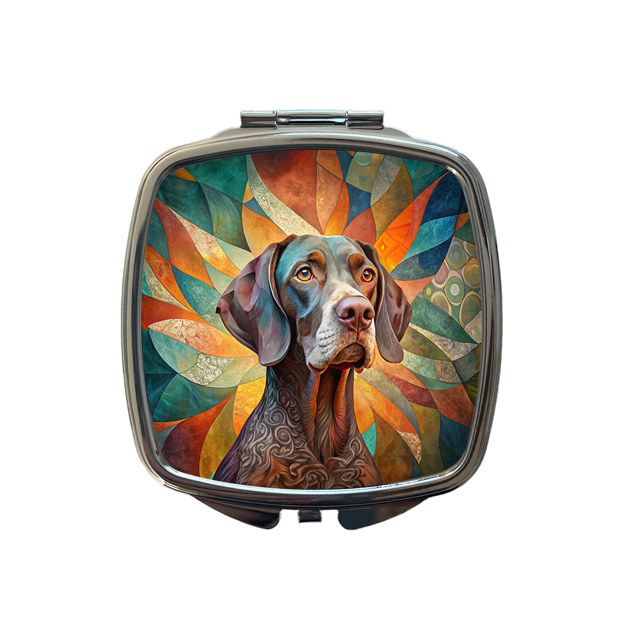 German Shorthaired Pointer Dog Abstract Stylized Art Small Travel Purse Handbag Pocket Makeup Compact Mirror