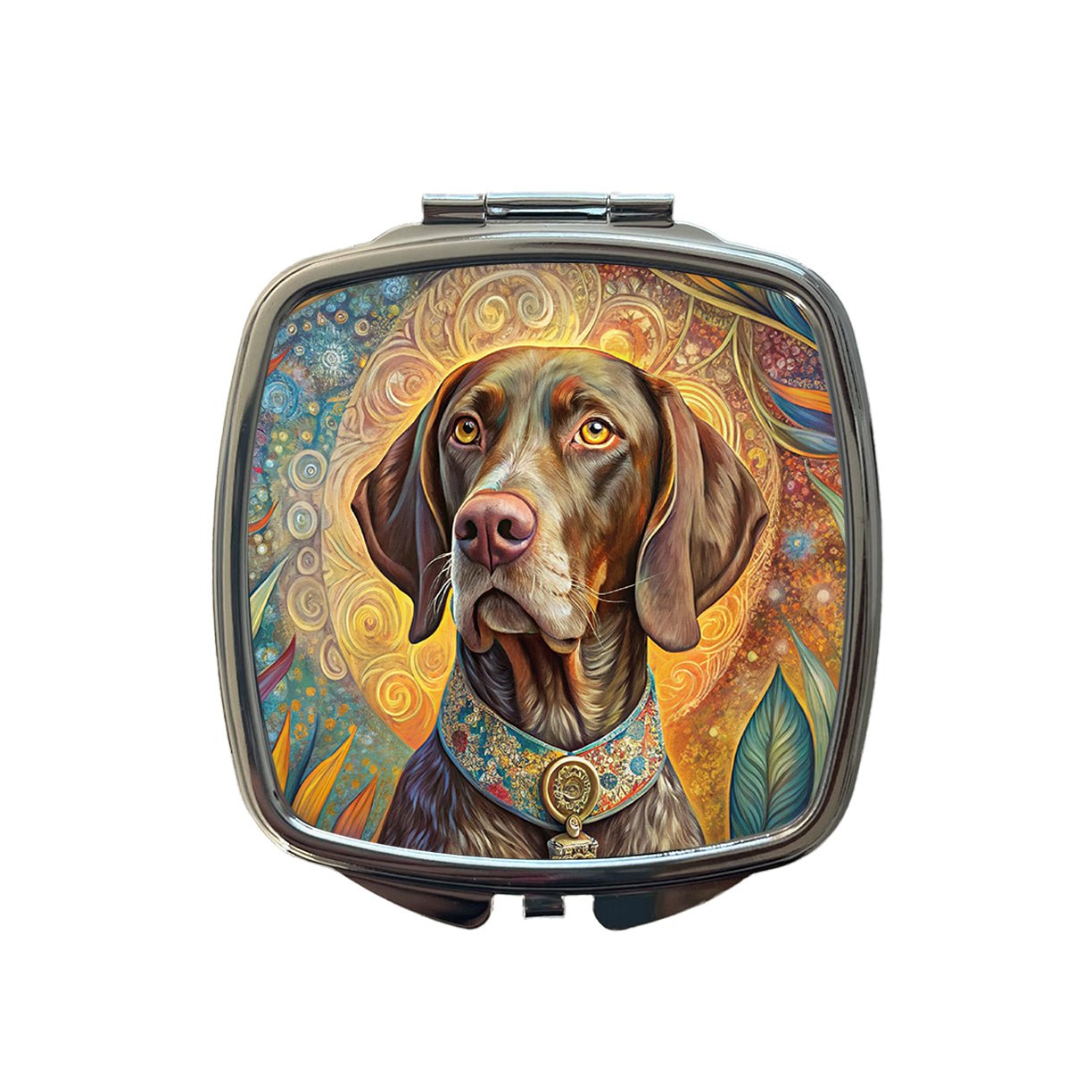 German Shorthaired Pointer Dog Bohemian Art Small Travel Purse Handbag Pocket Makeup Compact Mirror