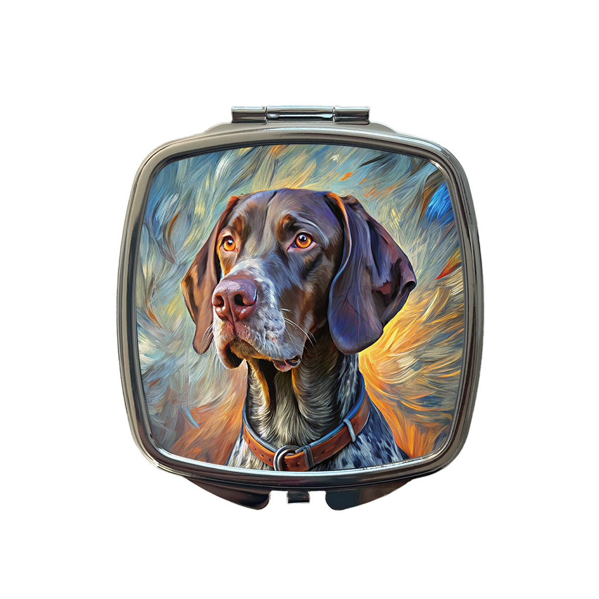 German Shorthaired Pointer Dog Expressionism Art Small Travel Purse Handbag Pocket Makeup Compact Mirror