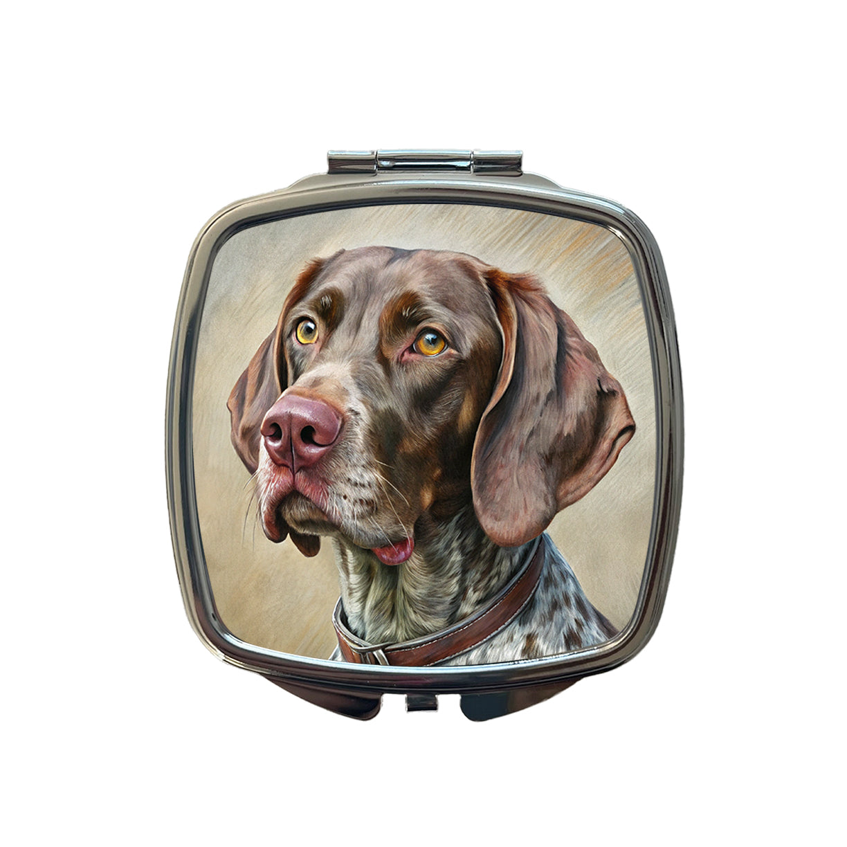 German Shorthaired Pointer Dog Illustration Small Travel Purse Handbag Pocket Makeup Compact Mirror