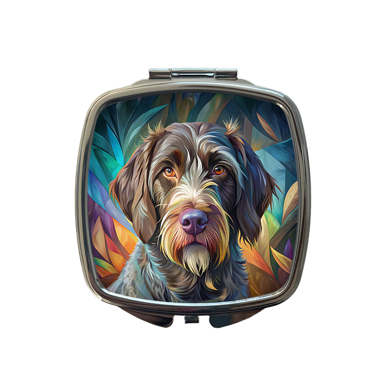 German Wirehaired Pointer Dog Contemporary Art Small Travel Purse Handbag Pocket Makeup Compact Mirror