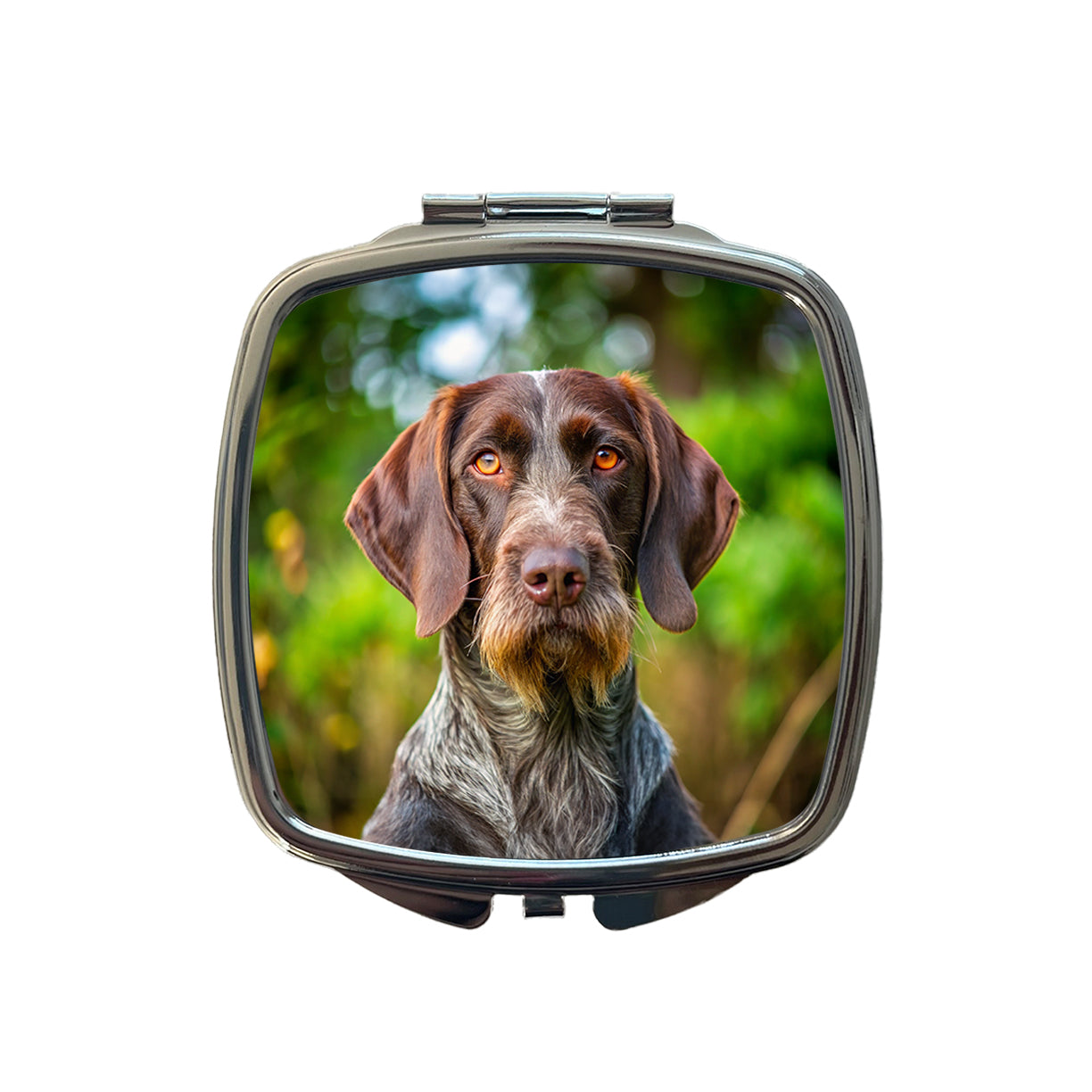 German Wirehaired Pointer Dog Photo Small Travel Purse Handbag Pocket Makeup Compact Mirror