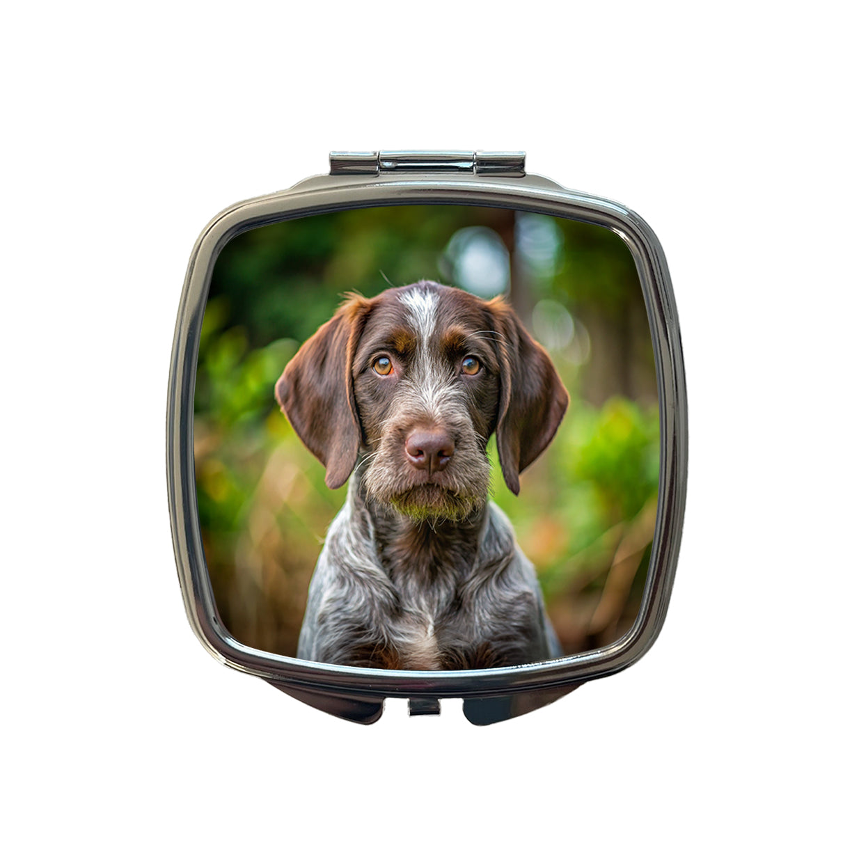 German Wirehaired Pointer Dog Puppy Photo Small Travel Purse Handbag Pocket Makeup Compact Mirror