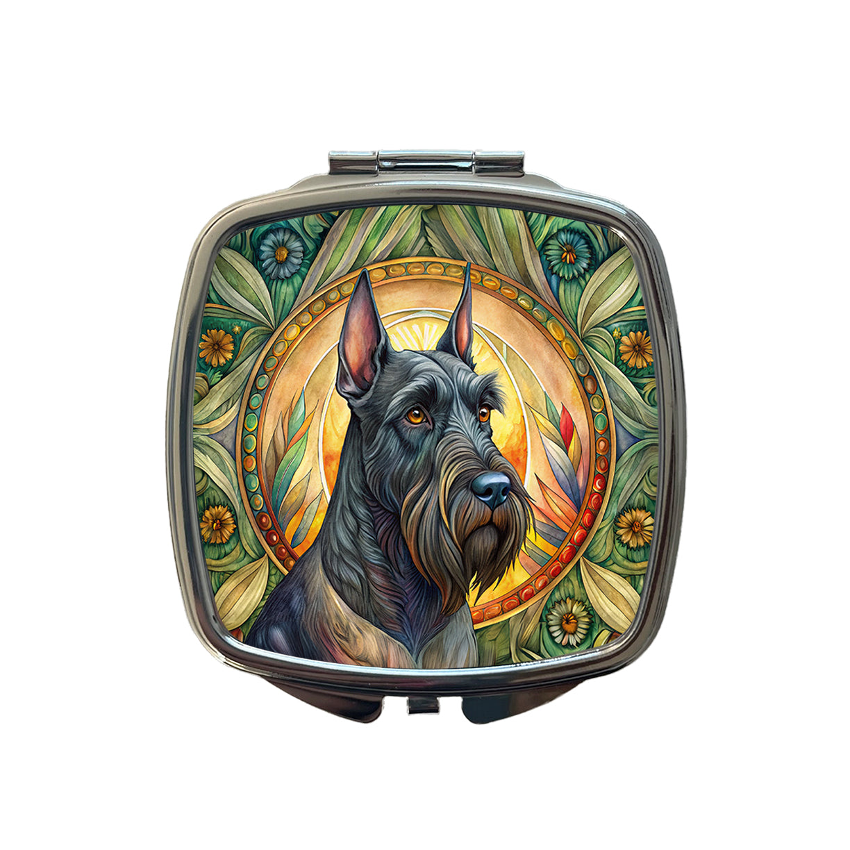 Giant Schnauzer Dog Art Nouveau Small Travel Purse Handbag Pocket Makeup Compact Mirror