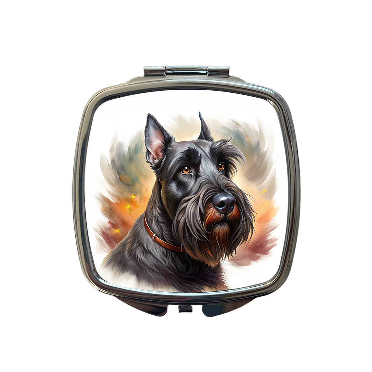 Giant Schnauzer Dog Illustration Small Travel Purse Handbag Pocket Makeup Compact Mirror