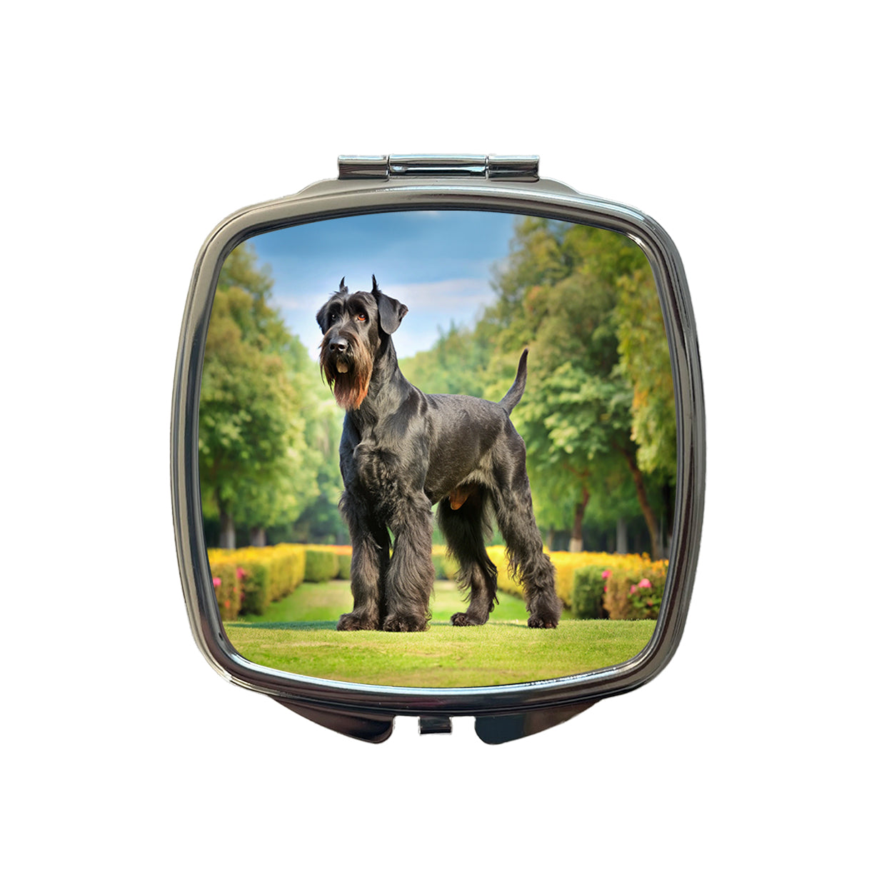 Giant Schnauzer Dog Photo Small Travel Purse Handbag Pocket Makeup Compact Mirror