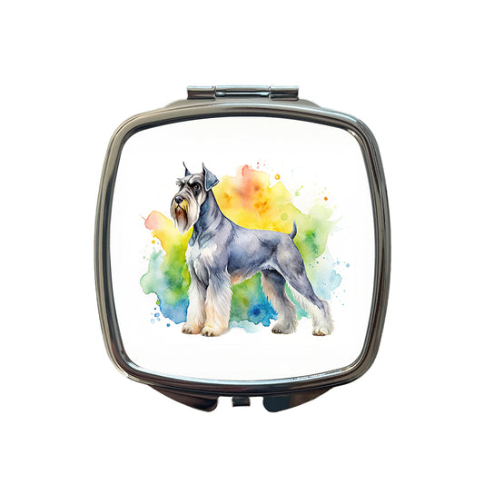 Giant Schnauzer Dog Watercolor Style Small Travel Purse Handbag Pocket Makeup Compact Mirror