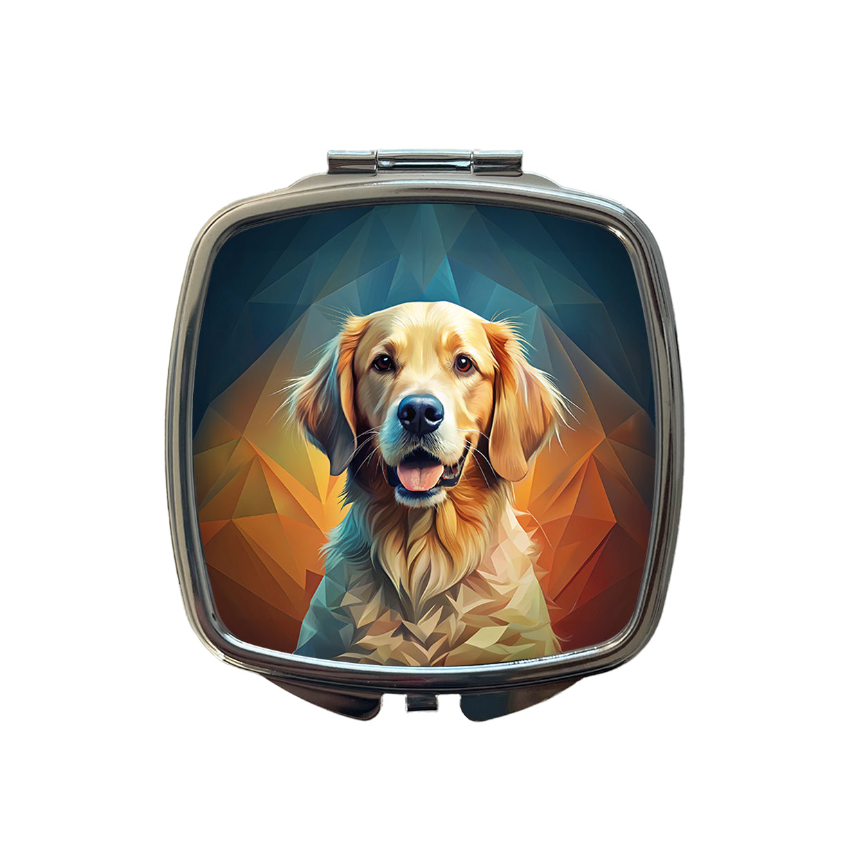 Golden Retriever Dog Contemporary Art Small Travel Purse Handbag Pocket Makeup Compact Mirror