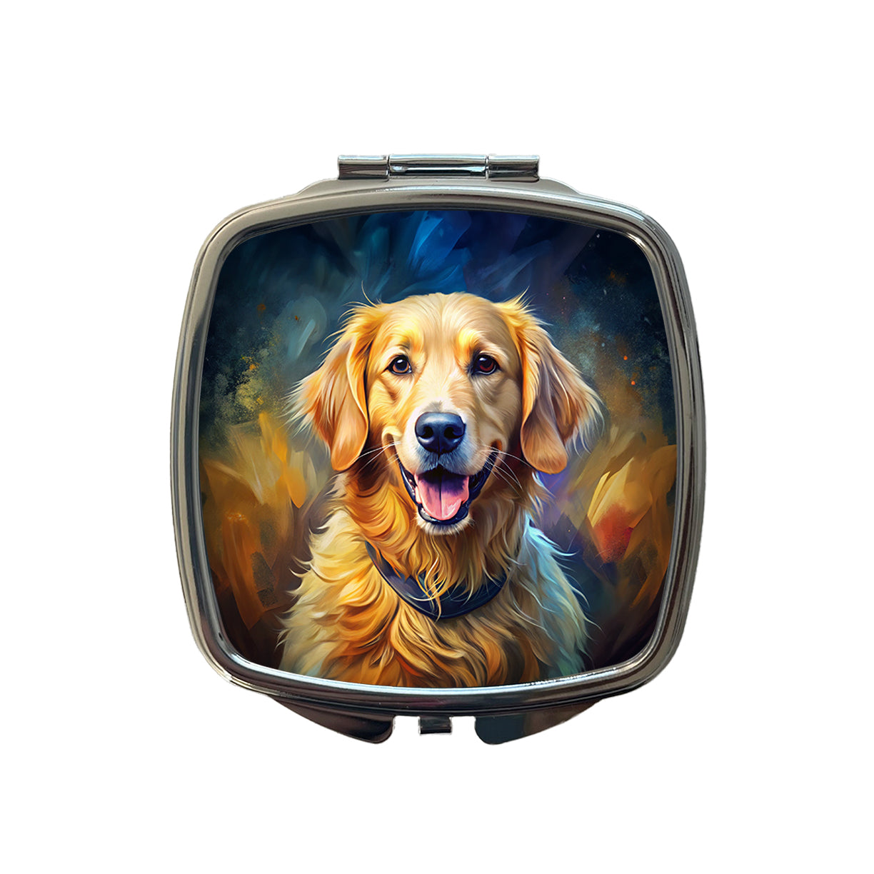 Golden Retriever Dog Expressionism Art Small Travel Purse Handbag Pocket Makeup Compact Mirror