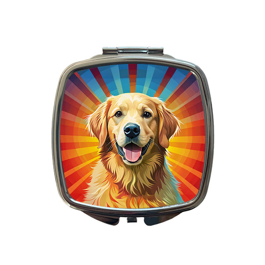 Golden Retriever Dog Pop Art Small Travel Purse Handbag Pocket Makeup Compact Mirror