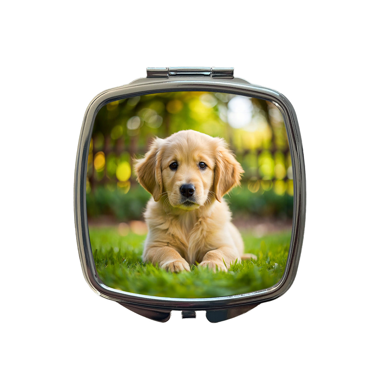 Golden Retriever Dog Puppy Photo Small Travel Purse Handbag Pocket Makeup Compact Mirror