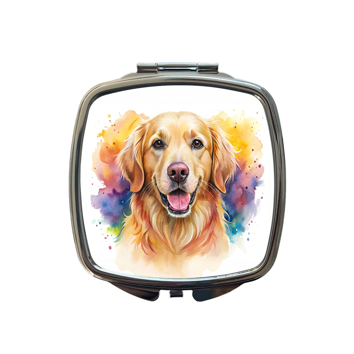 Golden Retriever Dog Watercolor Style Small Travel Purse Handbag Pocket Makeup Compact Mirror