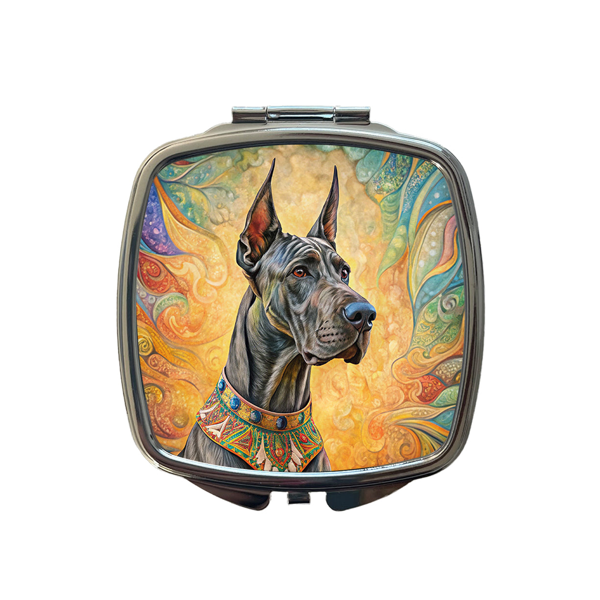 Great Dane Dog Bohemian Art Small Travel Purse Handbag Pocket Makeup Compact Mirror