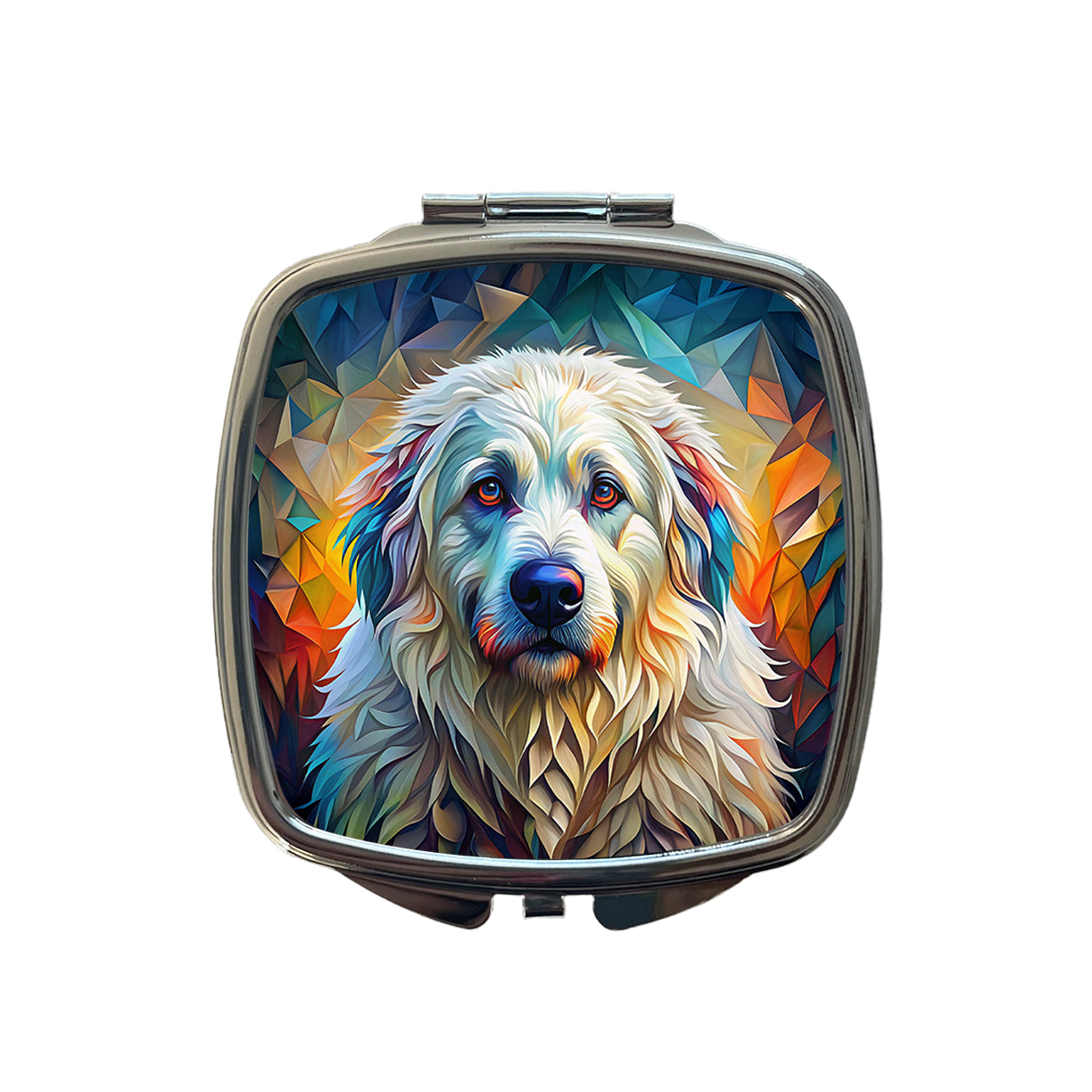 Great Pyrenees Dog Abstract Stylized Art Small Travel Purse Handbag Pocket Makeup Compact Mirror