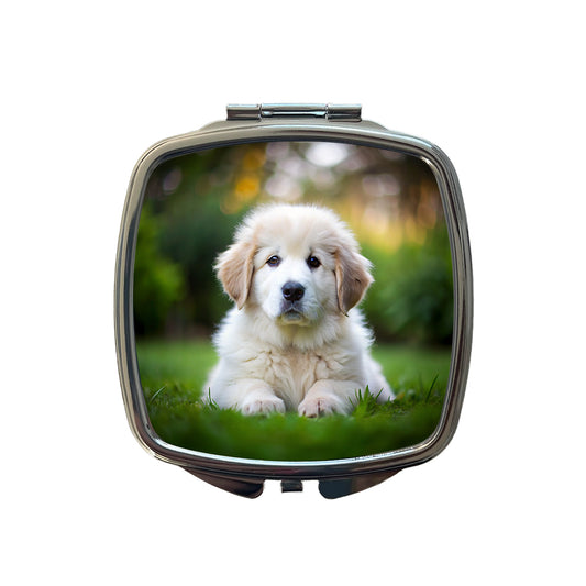 Great Pyrenees Dog Puppy Photo Small Travel Purse Handbag Pocket Makeup Compact Mirror