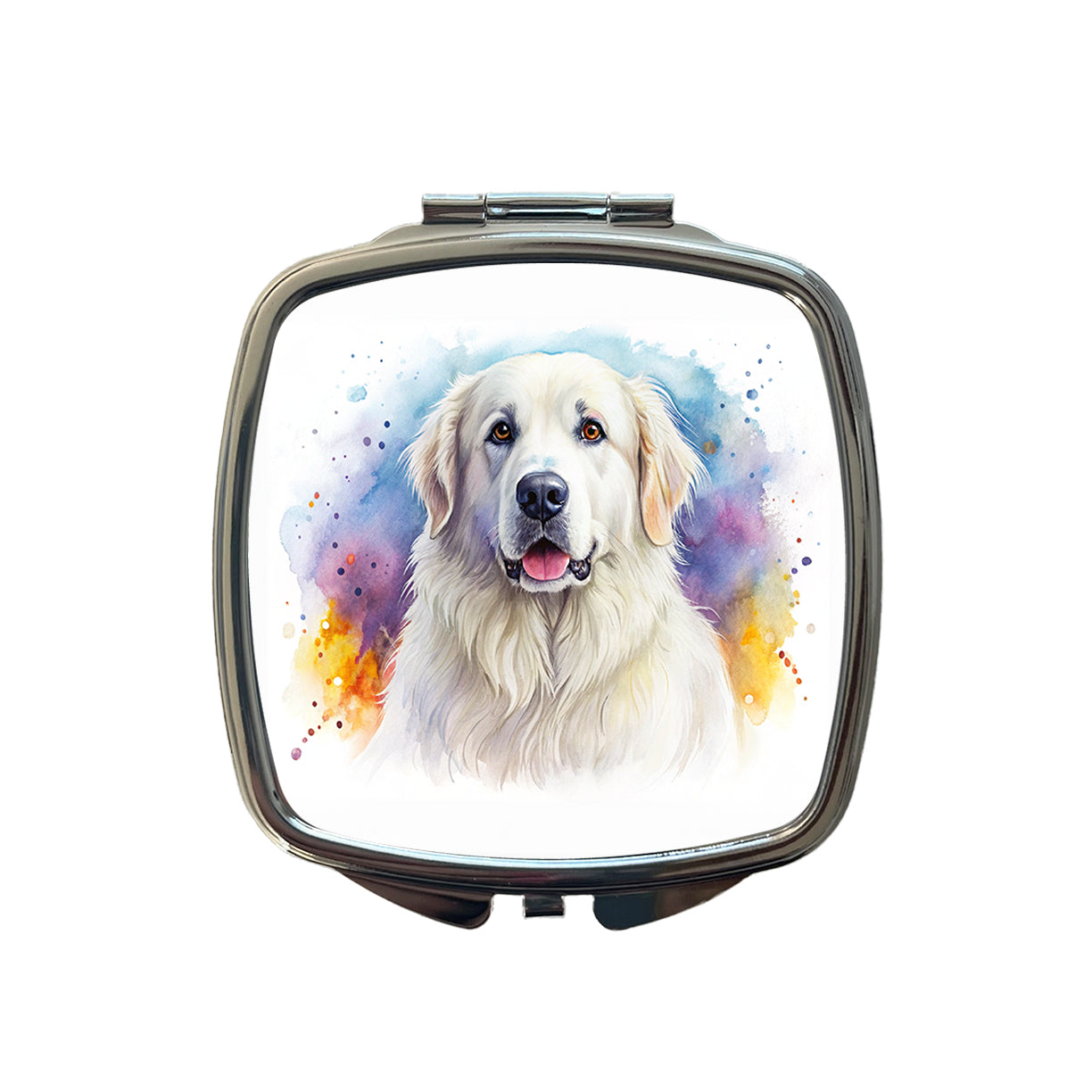 Great Pyrenees Dog Watercolor Style Small Travel Purse Handbag Pocket Makeup Compact Mirror
