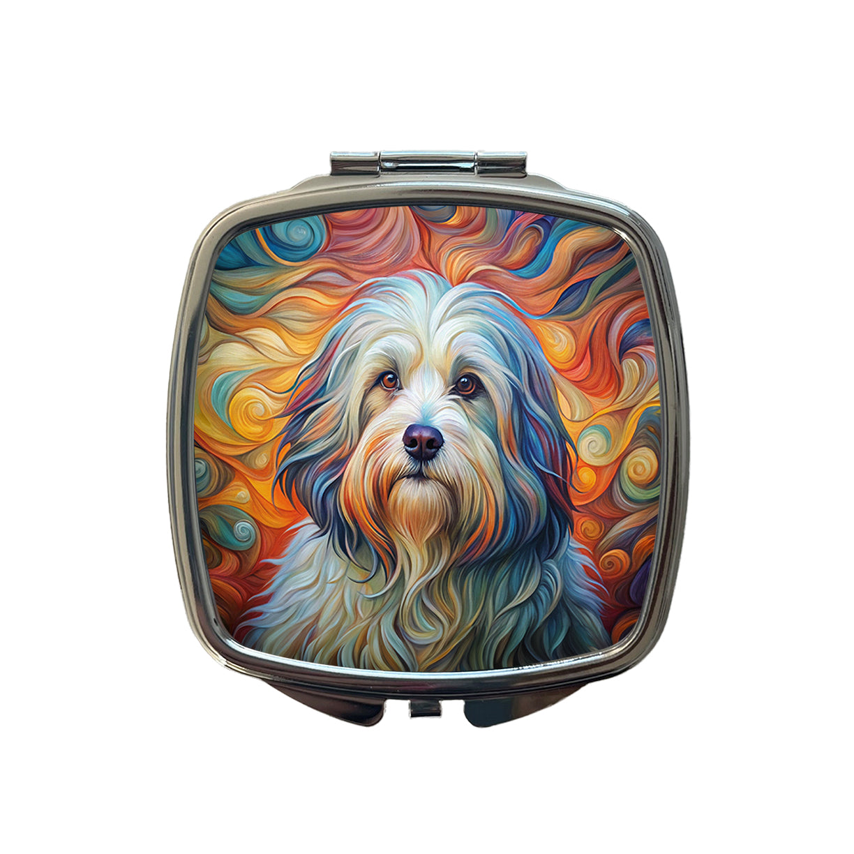 Havanese Dog Abstract Art Small Travel Purse Handbag Pocket Makeup Compact Mirror