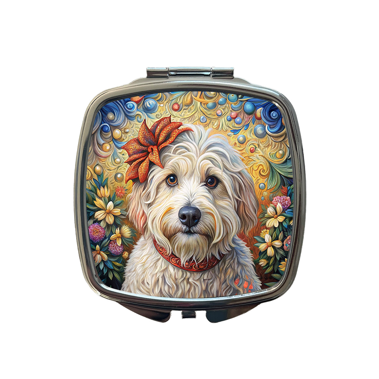 Havanese Dog French Bohemian Art Small Travel Purse Handbag Pocket Makeup Compact Mirror