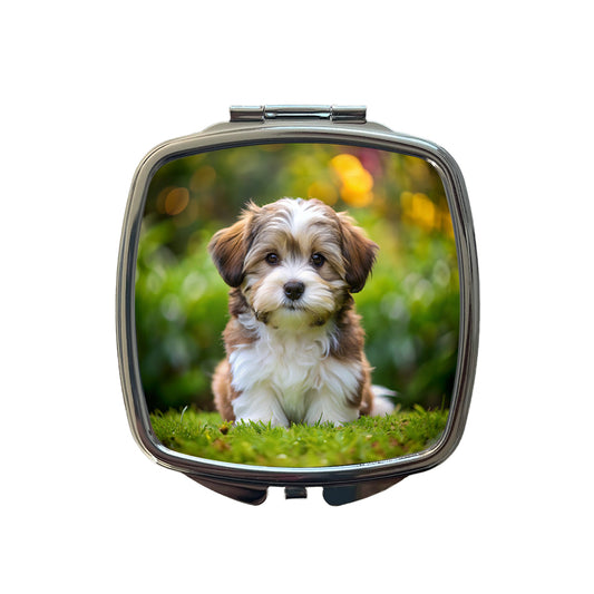Havanese Dog Puppy Photo Small Travel Purse Handbag Pocket Makeup Compact Mirror