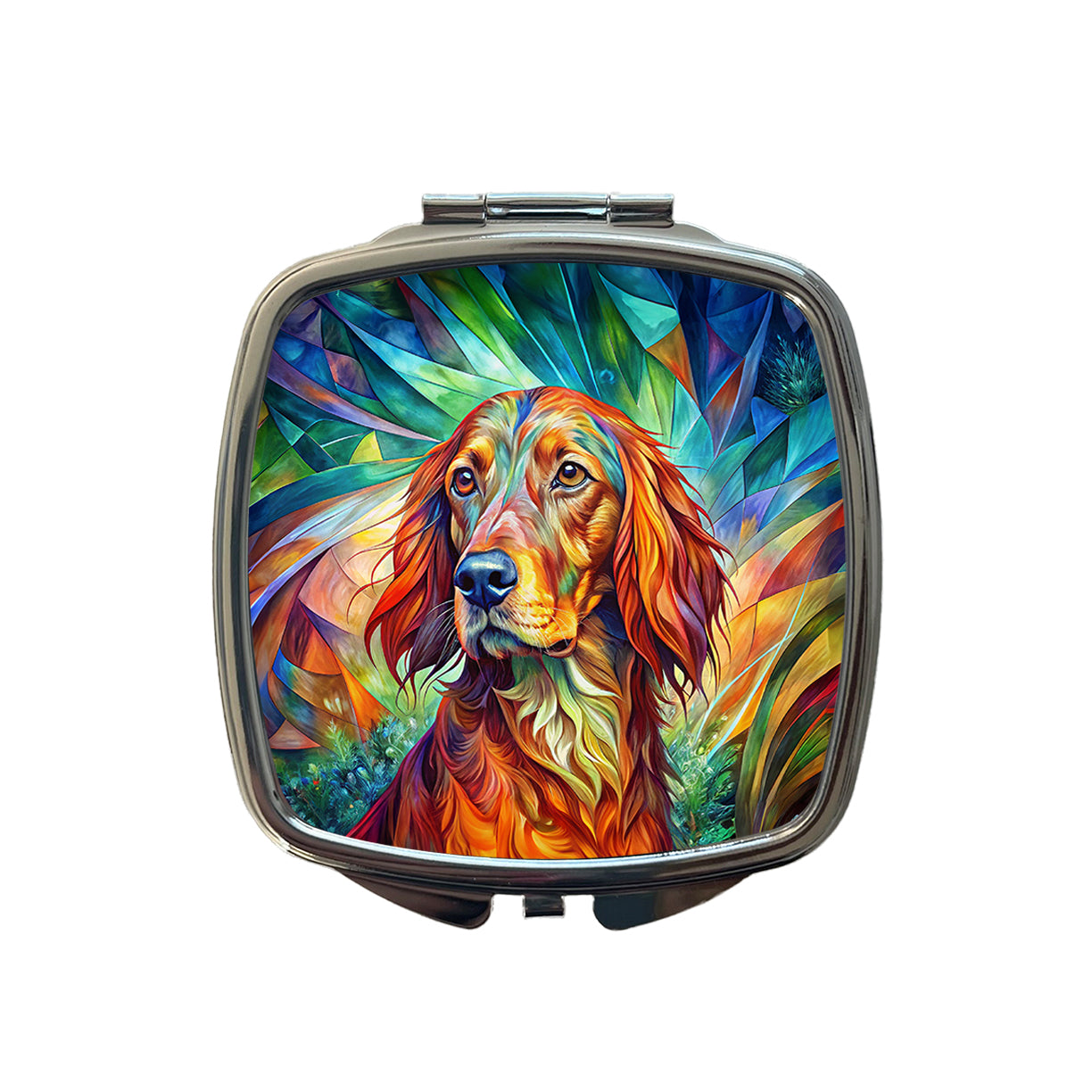 Irish Setter Dog Abstract Art Small Travel Purse Handbag Pocket Makeup Compact Mirror