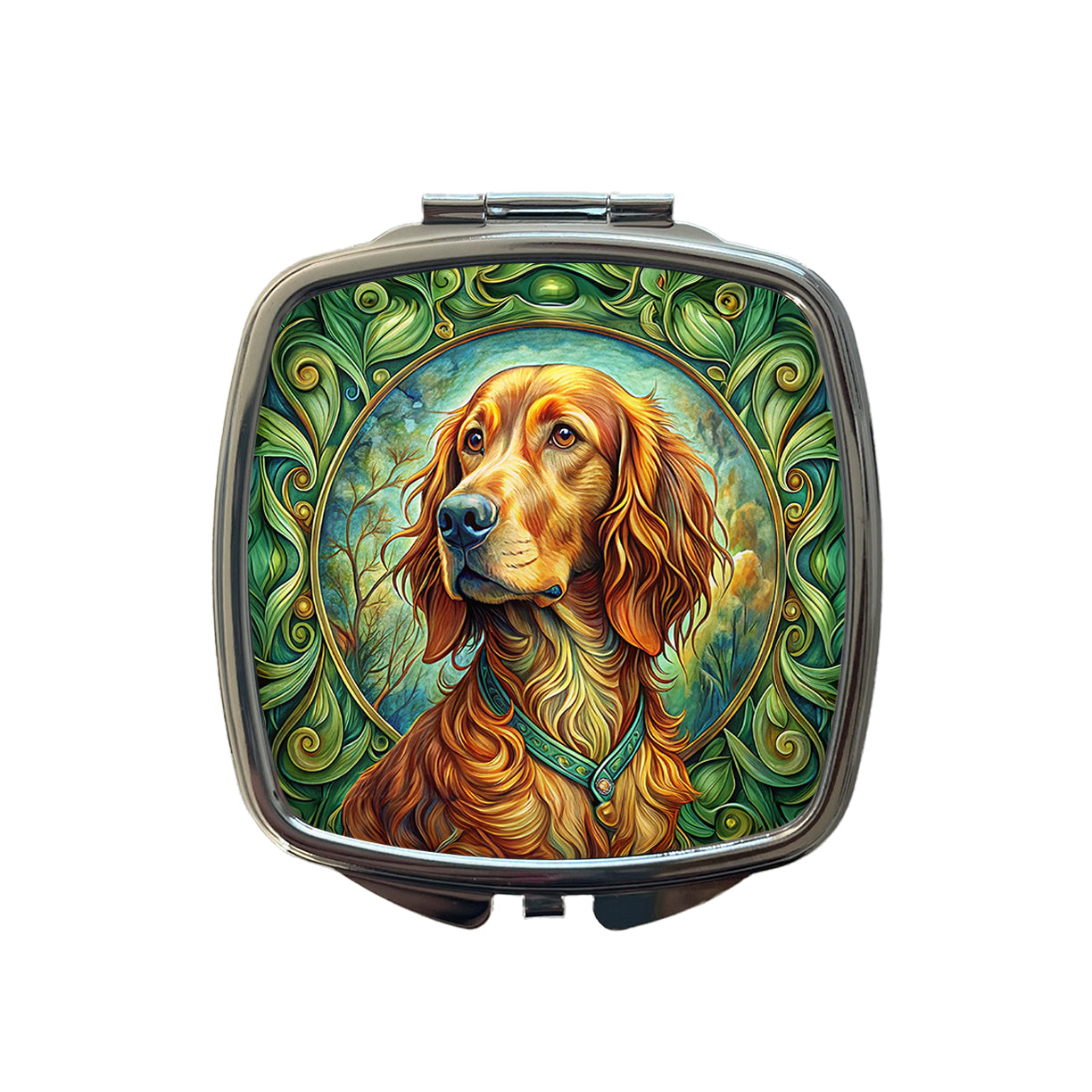 Irish Setter Dog Art Nouveau Small Travel Purse Handbag Pocket Makeup Compact Mirror