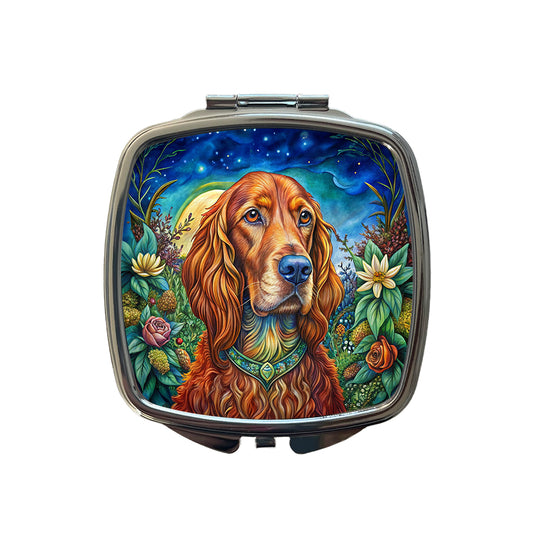 Irish Setter Dog Bohemian Art Small Travel Purse Handbag Pocket Makeup Compact Mirror