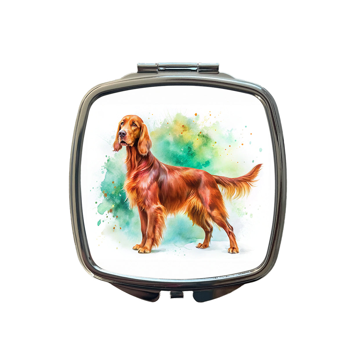 Irish Setter Dog Watercolor Style Small Travel Purse Handbag Pocket Makeup Compact Mirror