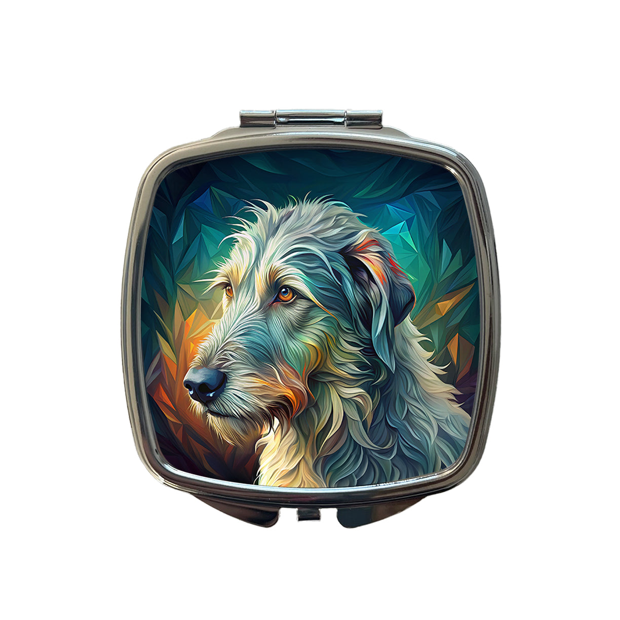Irish Wolfhound Dog Abstract Stylized Art Small Travel Purse Handbag Pocket Makeup Compact Mirror