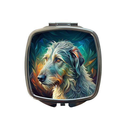 Irish Wolfhound Dog Abstract Stylized Art Small Travel Purse Handbag Pocket Makeup Compact Mirror