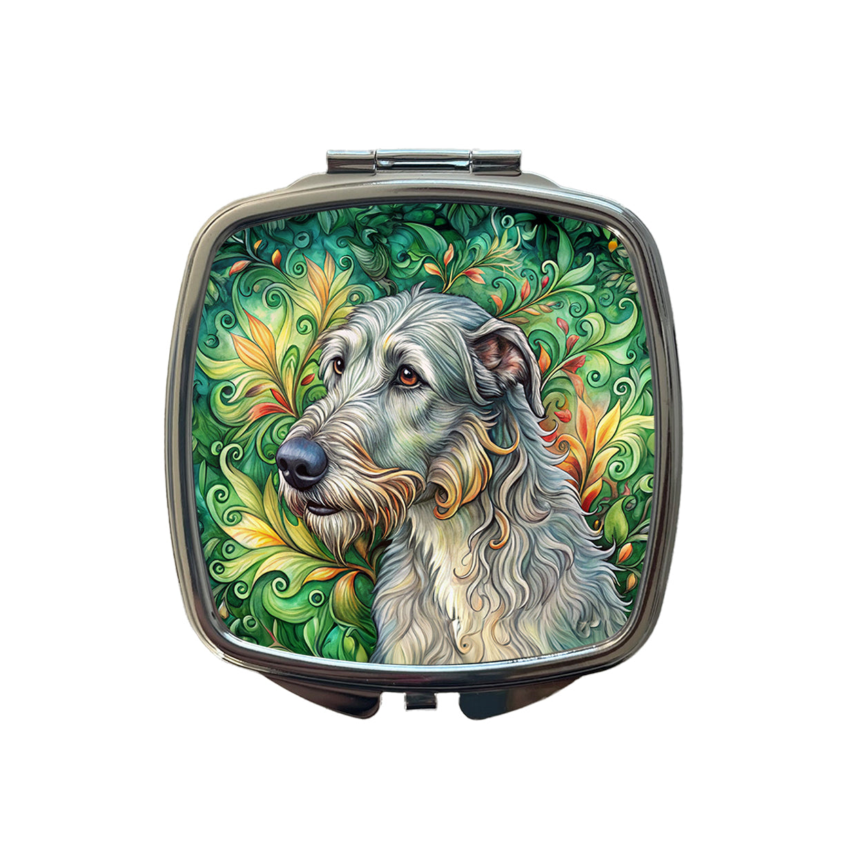 Irish Wolfhound Dog Art Nouveau Small Travel Purse Handbag Pocket Makeup Compact Mirror