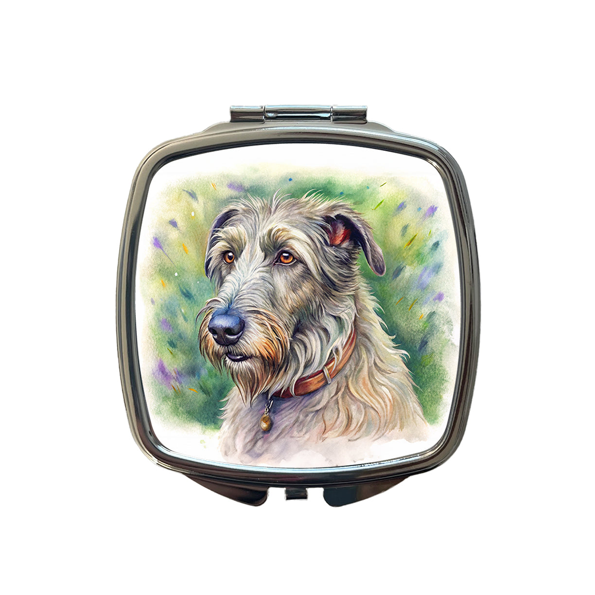 Irish Wolfhound Dog Illustration Small Travel Purse Handbag Pocket Makeup Compact Mirror