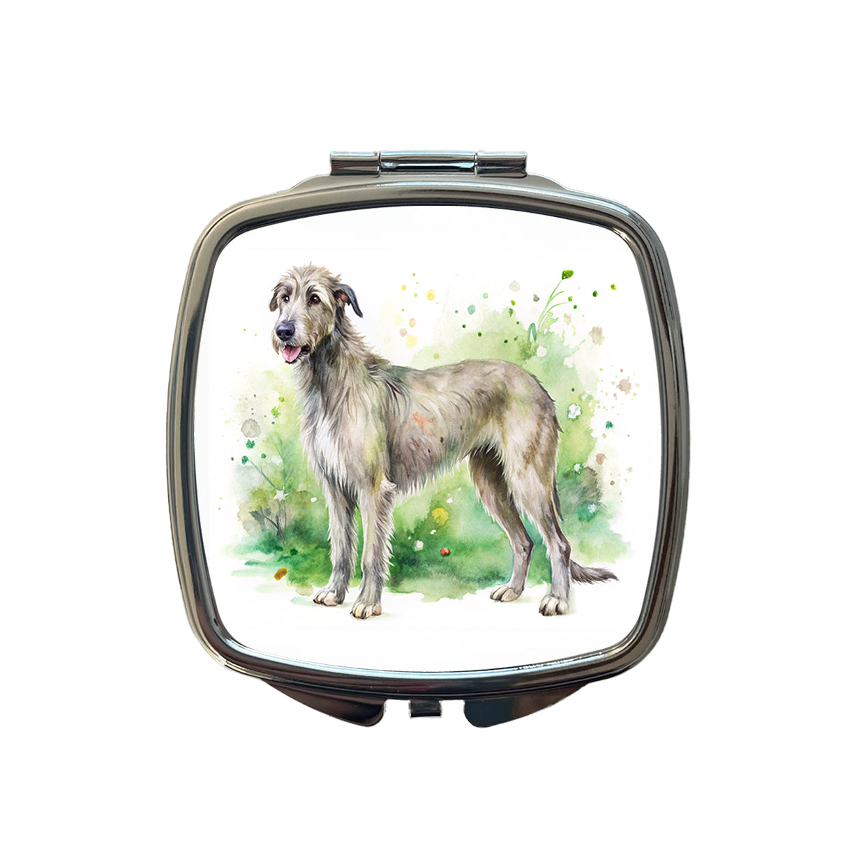 Irish Wolfhound Dog Watercolor Style Small Travel Purse Handbag Pocket Makeup Compact Mirror
