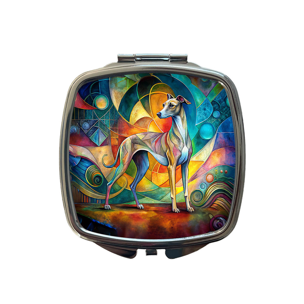 Italian Greyhound Dog Abstract Art Small Travel Purse Handbag Pocket Makeup Compact Mirror