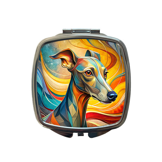 Italian Greyhound Dog Abstract Stylized Art Small Travel Purse Handbag Pocket Makeup Compact Mirror