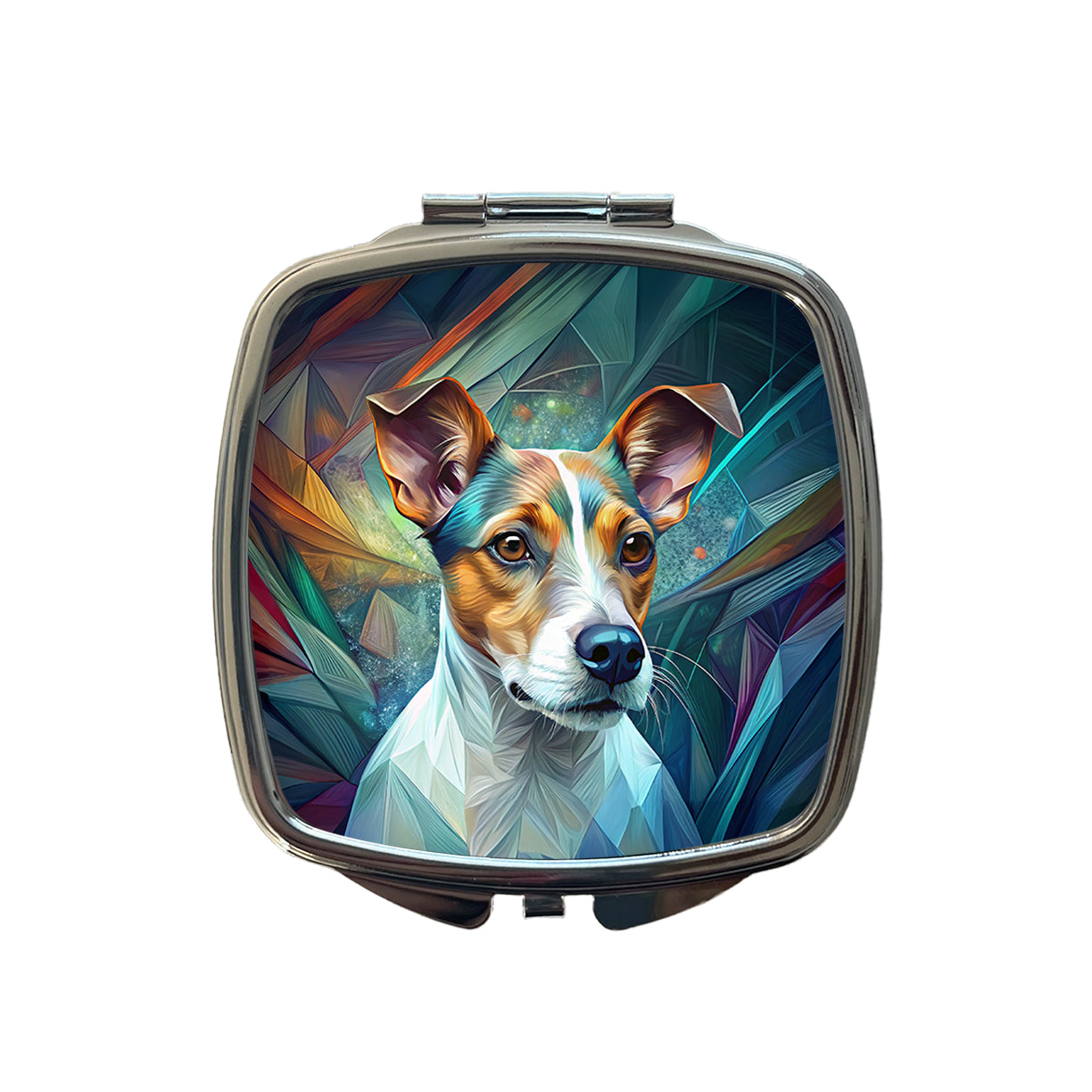 Jack Russell Terrier Dog Abstract Stylized Art Small Travel Purse Handbag Pocket Makeup Compact Mirror