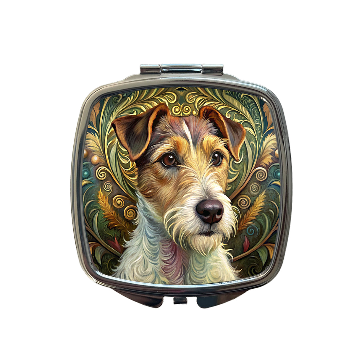 Jack Russell Terrier Dog Art Nouveau Small Travel Purse Handbag Pocket Makeup Compact Mirror