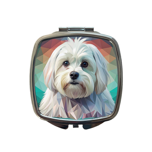 Maltese Dog Contemporary Art Small Travel Purse Handbag Pocket Makeup Compact Mirror