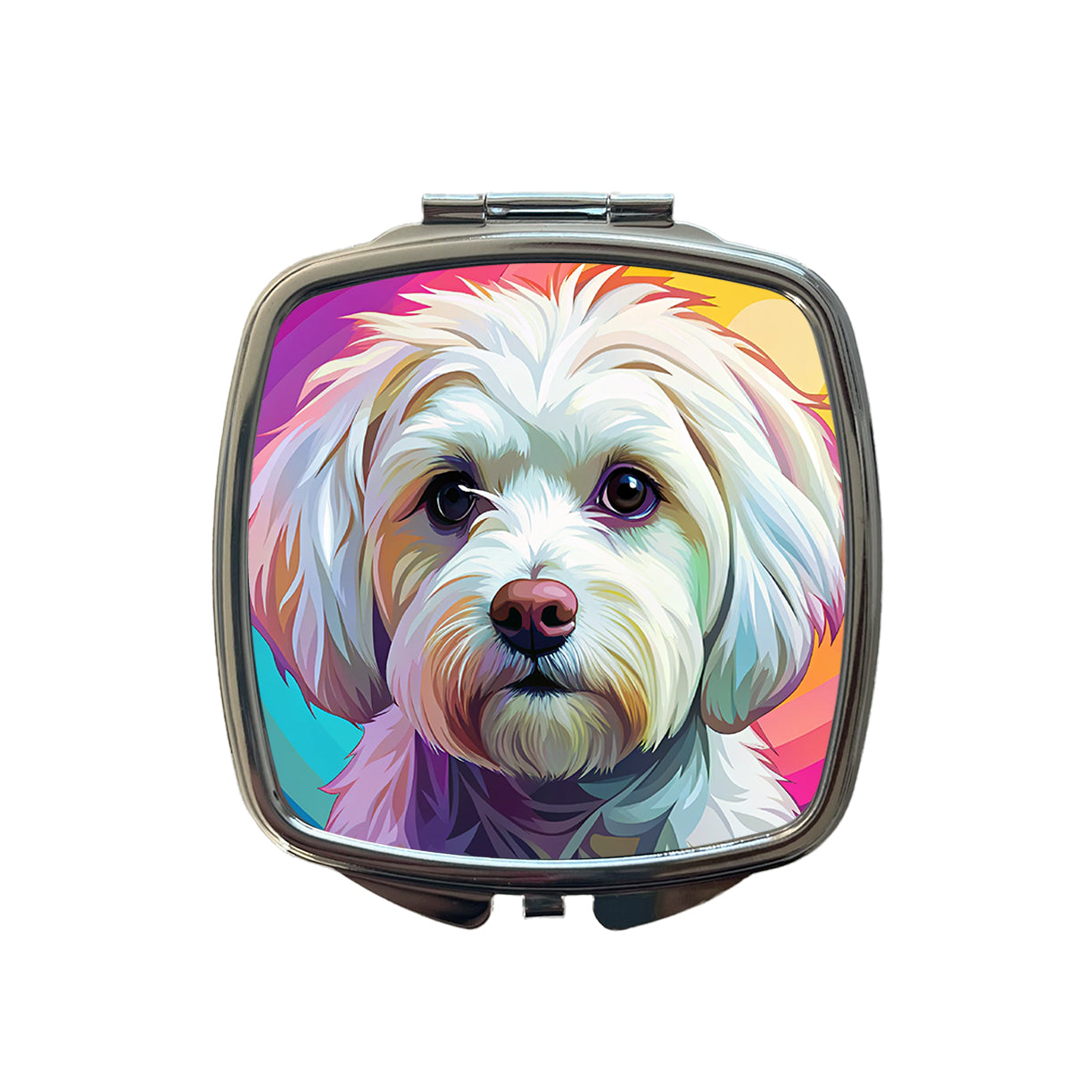 Maltese Dog Pop Art Small Travel Purse Handbag Pocket Makeup Compact Mirror