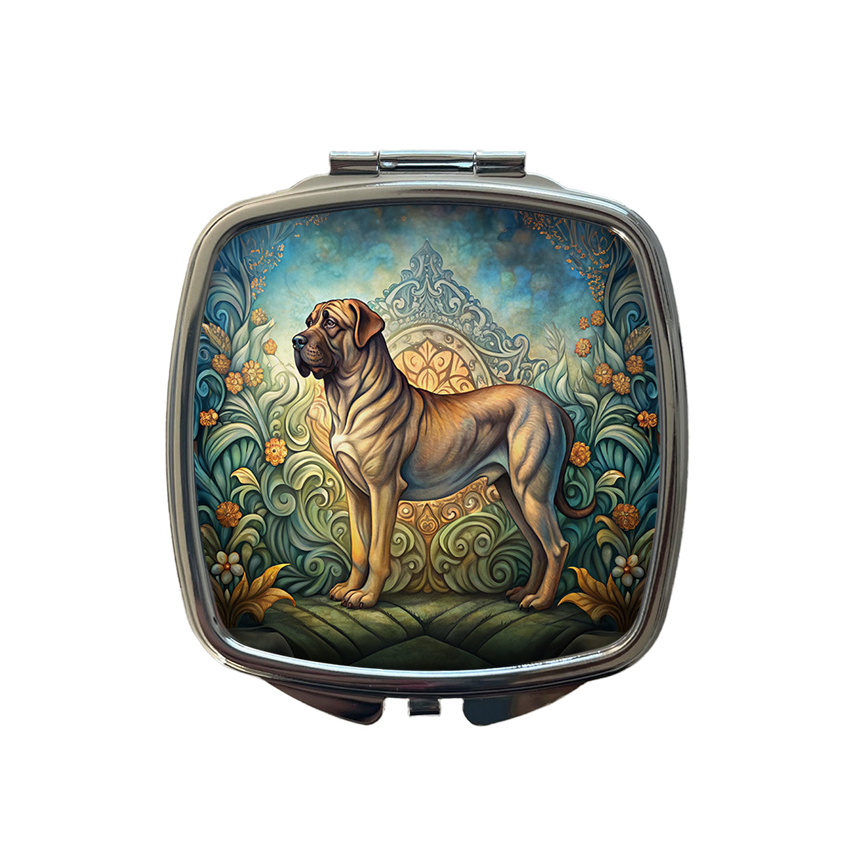 Mastiff Dog Art Nouveau Small Travel Purse Handbag Pocket Makeup Compact Mirror