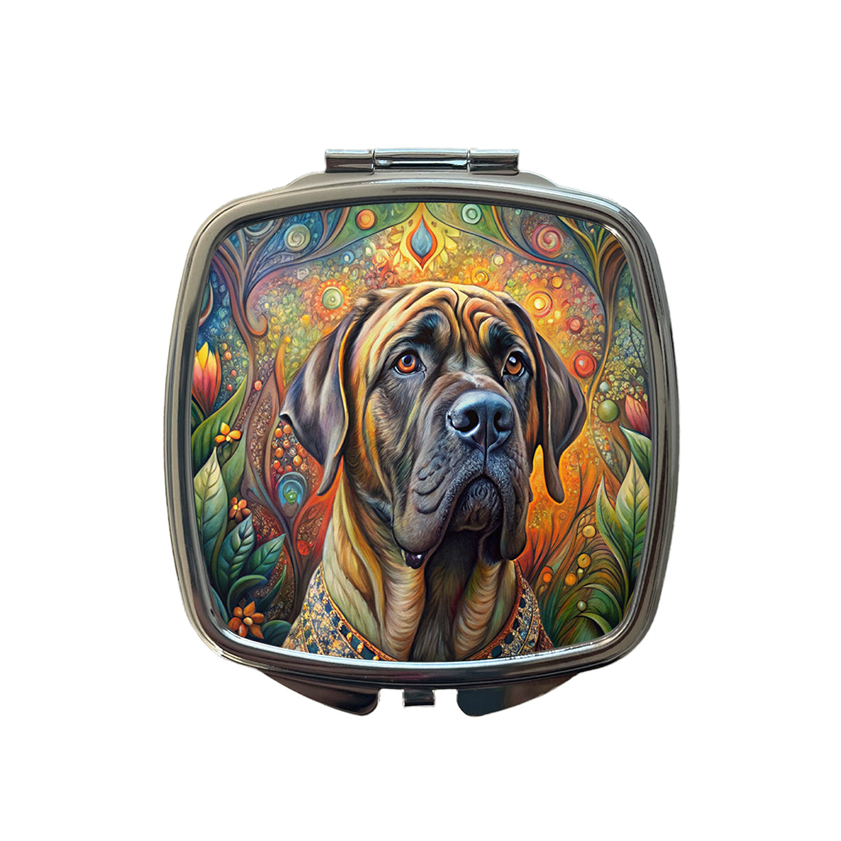 Mastiff Dog Bohemian Art Small Travel Purse Handbag Pocket Makeup Compact Mirror