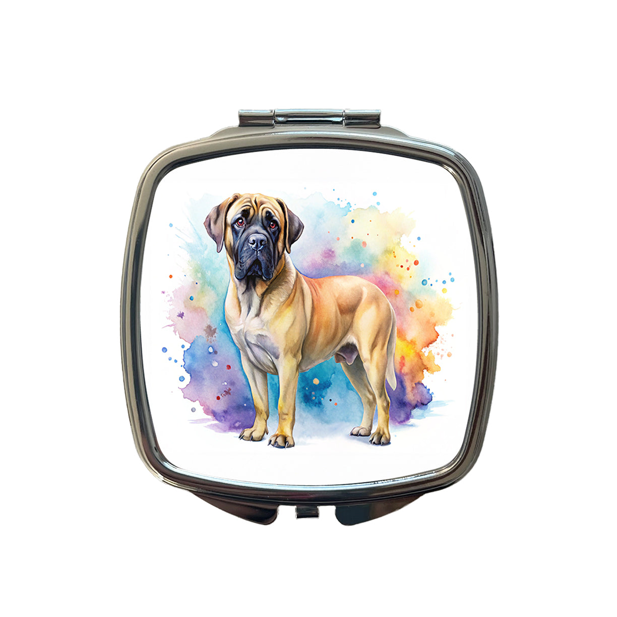 Mastiff Dog Watercolor Style Small Travel Purse Handbag Pocket Makeup Compact Mirror