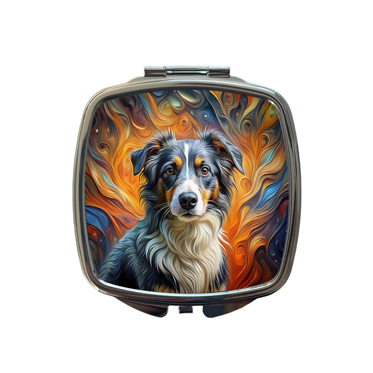 Miniature American Shepherd Dog Abstract Art Small Travel Purse Handbag Pocket Makeup Compact Mirror