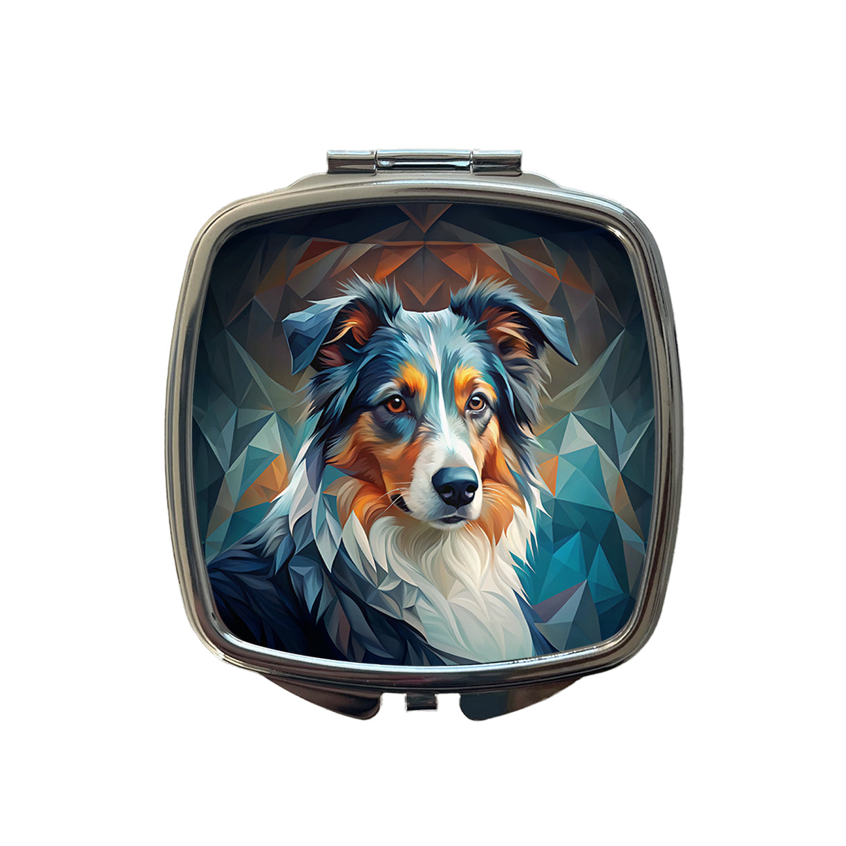 Miniature American Shepherd Dog Abstract Stylized Art Small Travel Purse Handbag Pocket Makeup Compact Mirror