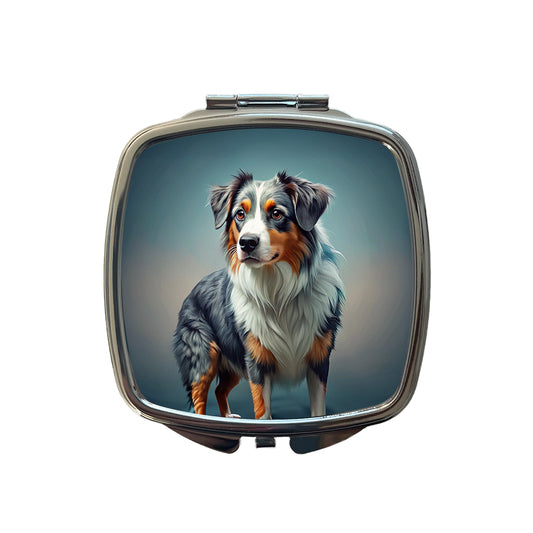 Miniature American Shepherd Dog Contemporary Art Small Travel Purse Handbag Pocket Makeup Compact Mirror