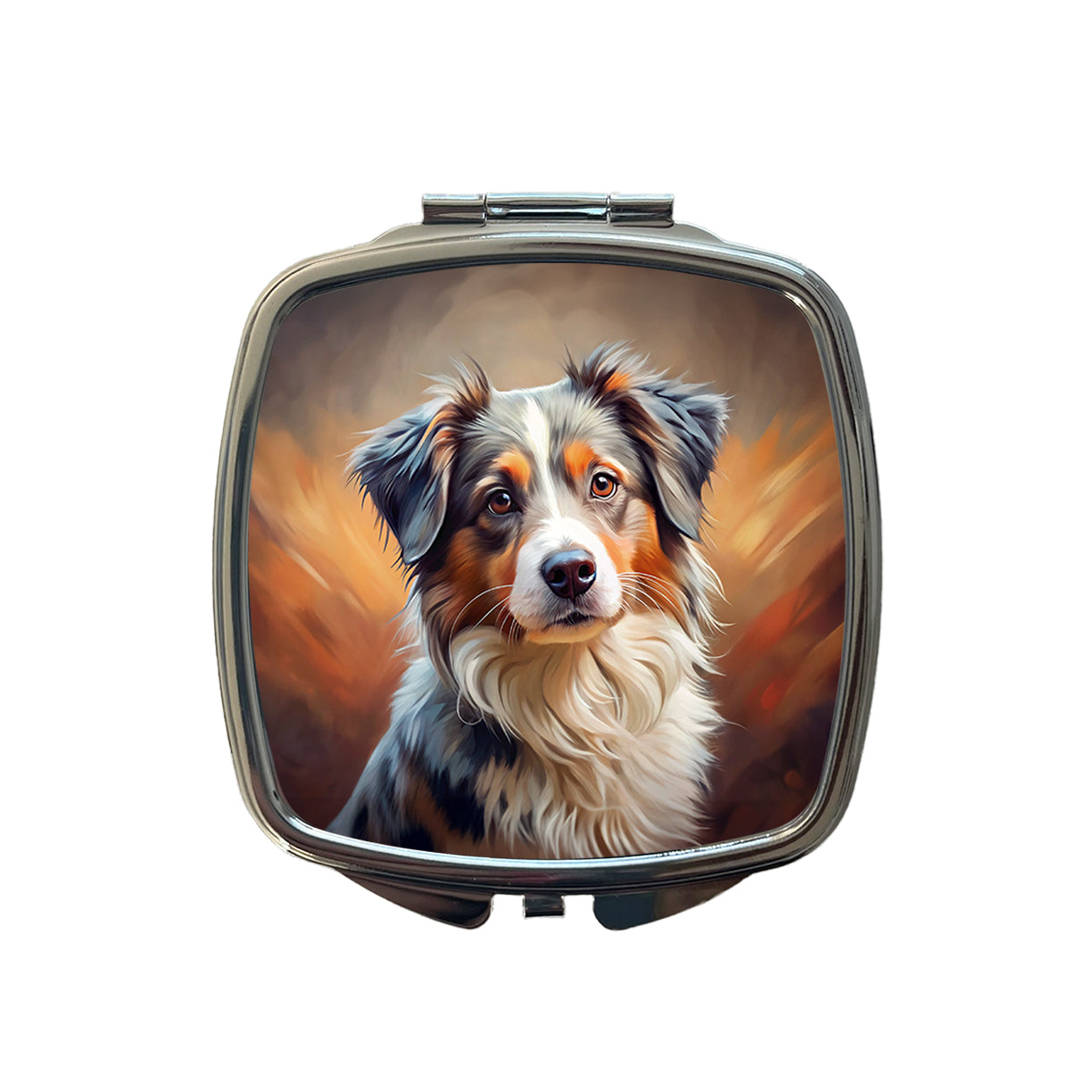 Miniature American Shepherd Dog Expressionism Art Small Travel Purse Handbag Pocket Makeup Compact Mirror