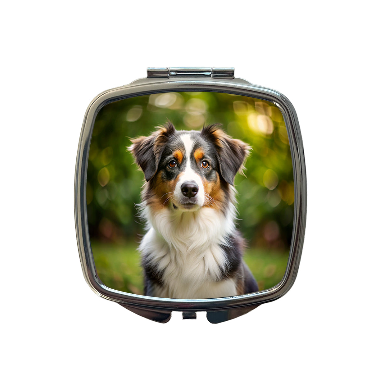 Miniature American Shepherd Dog Photo Small Travel Purse Handbag Pocket Makeup Compact Mirror