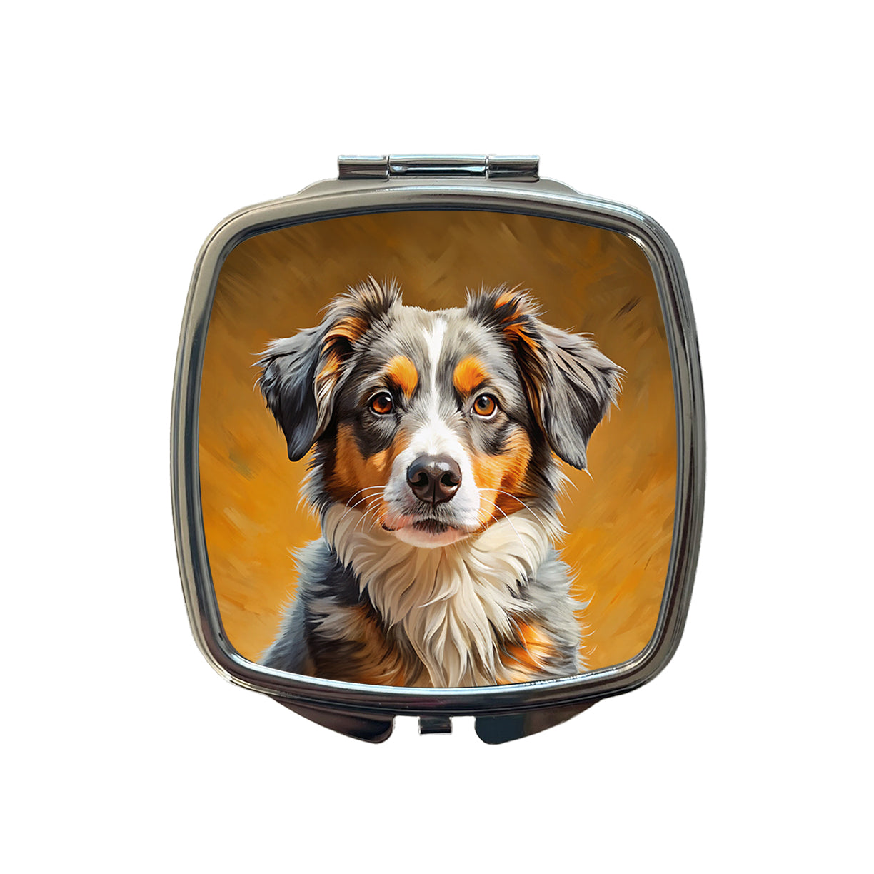 Miniature American Shepherd Dog Pop Art Small Travel Purse Handbag Pocket Makeup Compact Mirror